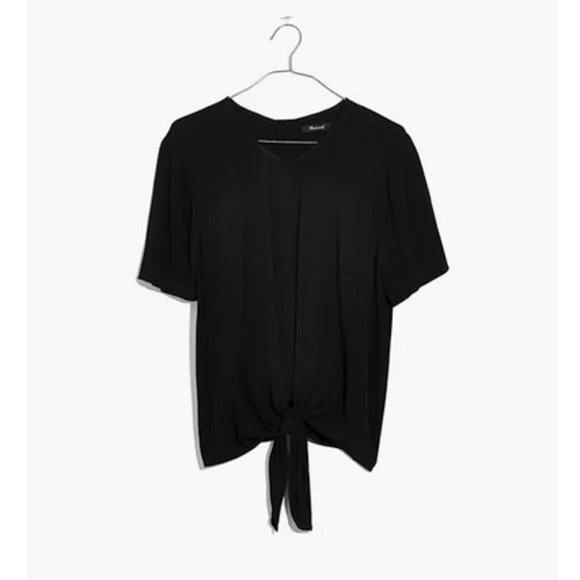 Madewell Tops - Madewell Button-Back Tie Tee, Black, M